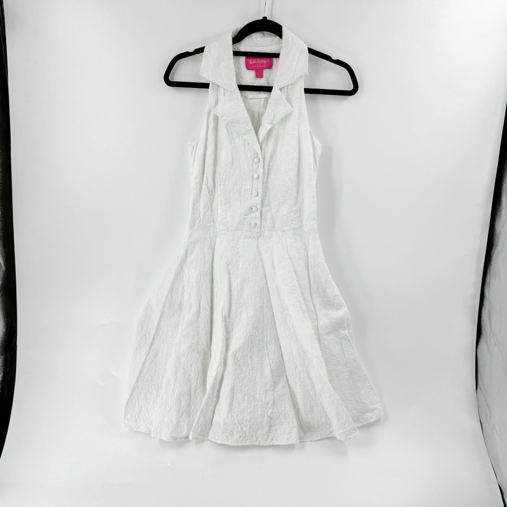 ✅ LILLY PULITZER‎ JUBILEE WHITE COLLARED SLEEVELESS DRESS SIZE 2 WITH POCKETS